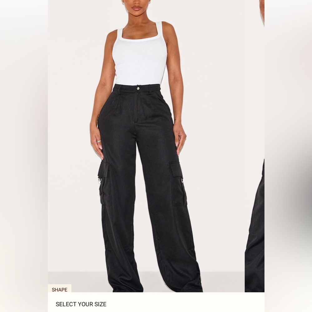 PrettyLittleThing Black Wide Leg Cargo Pants